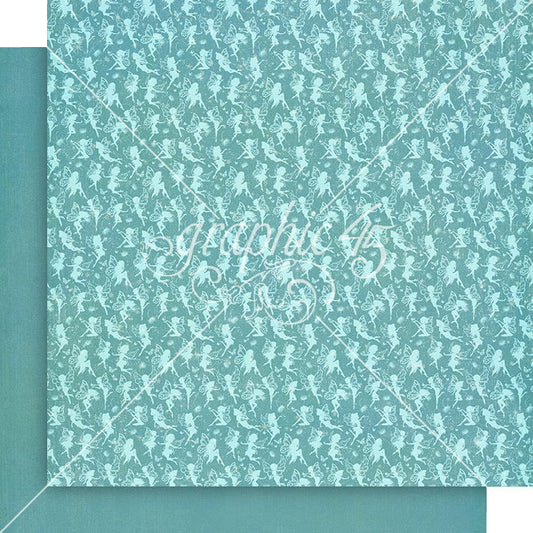 Graphic 45 Fairy Boutique: Aero Blue Pattern & Solid 12x12 DS Paper (1 Sheet)
