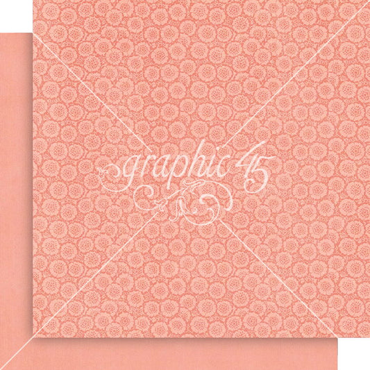 Graphic 45 Fairy Boutique: Posey Pink Pattern & Solid 12x12 DS Paper (1 Sheet)