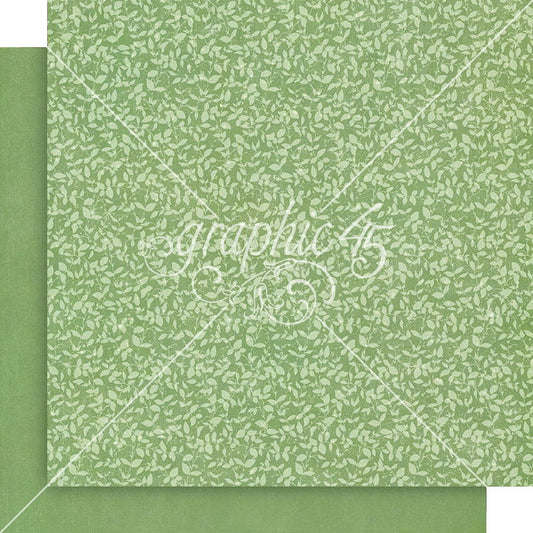 Graphic 45 Fairy Boutique: Spring Green Pattern & Solid 12x12 DS Paper (1 Sheet)