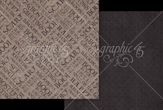 Graphic 45 Ghostly Greetings: Nightscape Black Pattern & Solid Sheet 12x12 DS Paper (1 Sheet)