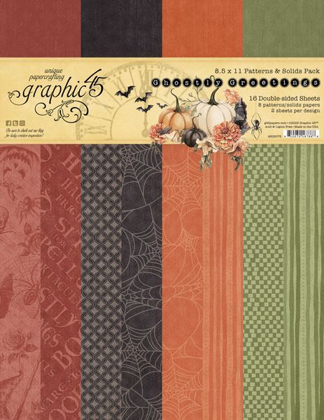 Graphic 45 Ghostly Greetings 8.5 x 11 Patterns & Solids Pack
