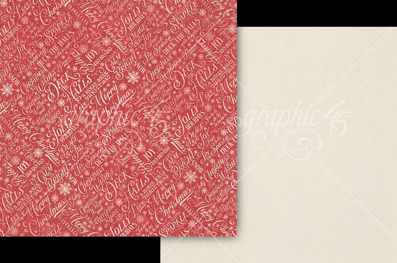 Graphic 45 Deck the Halls: Snowdrift White Pattern & Solid Sheet 12x12 DS Paper (1 Sheet)