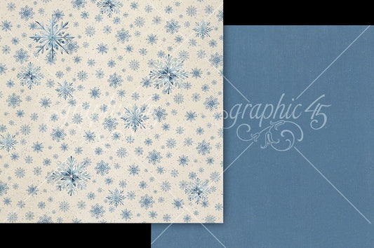 Graphic 45 Deck the Halls: Winterland Blue Pattern & Solid Sheet 12x12 DS Paper (1 Sheet)