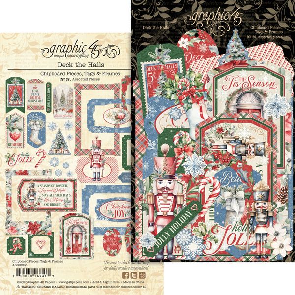 Graphic 45 Deck the Halls Chipboard Pieces, Tags & Frames