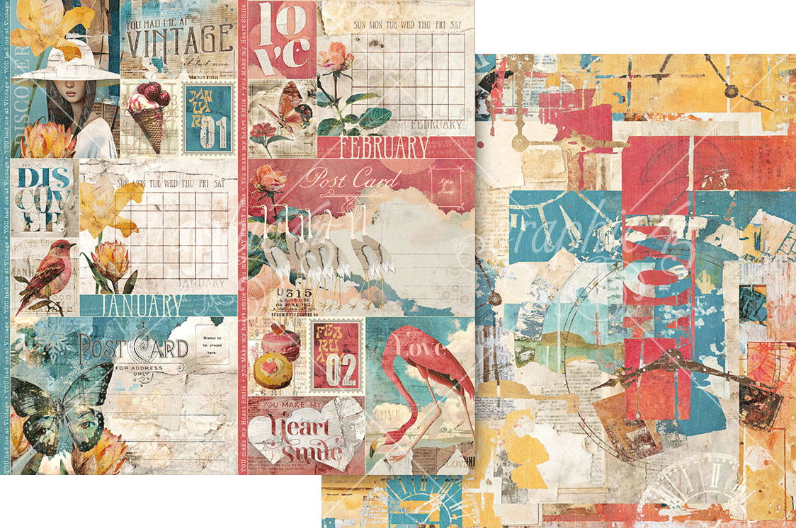 Graphic 45 Journaling Through Time: January & February 12x12 DS Paper (1 Sheet)