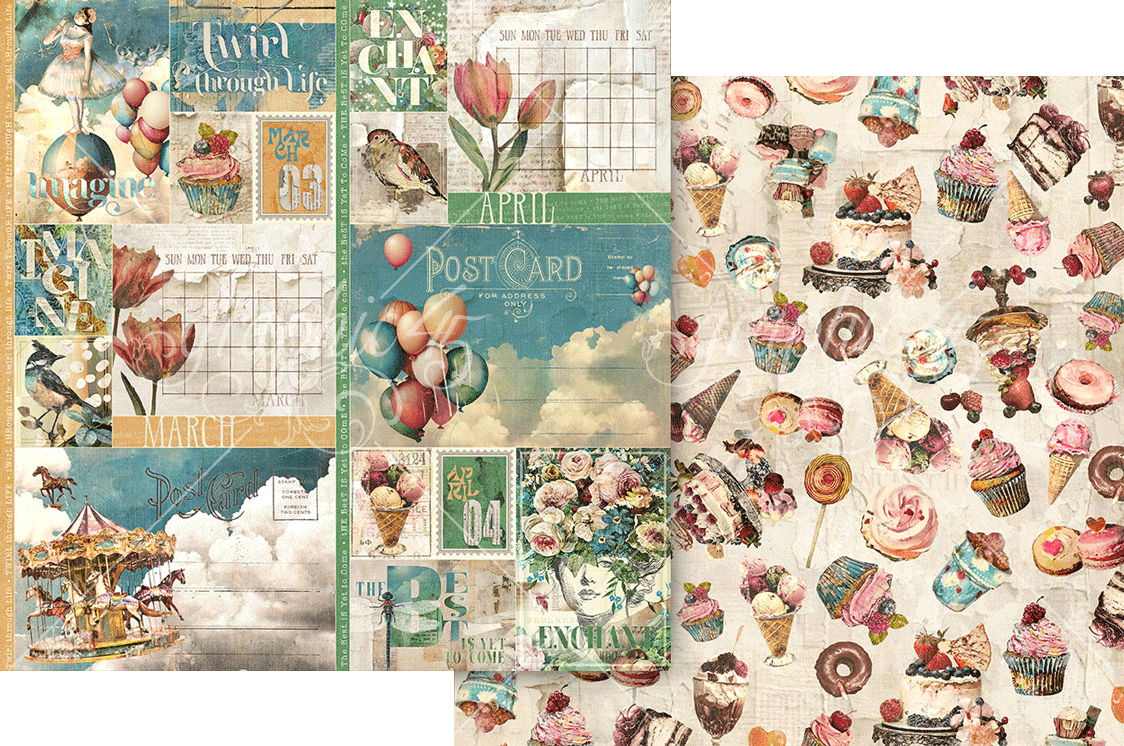 Graphic 45 Journaling Through Time: March & April 12x12 DS Paper (1 Sheet)