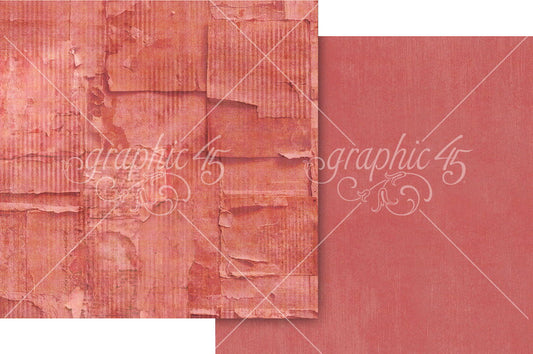 Graphic 45 Journaling Through Time: Flamingo Pink Patterns & Solids 12x12 DS Paper (1 Sheet)