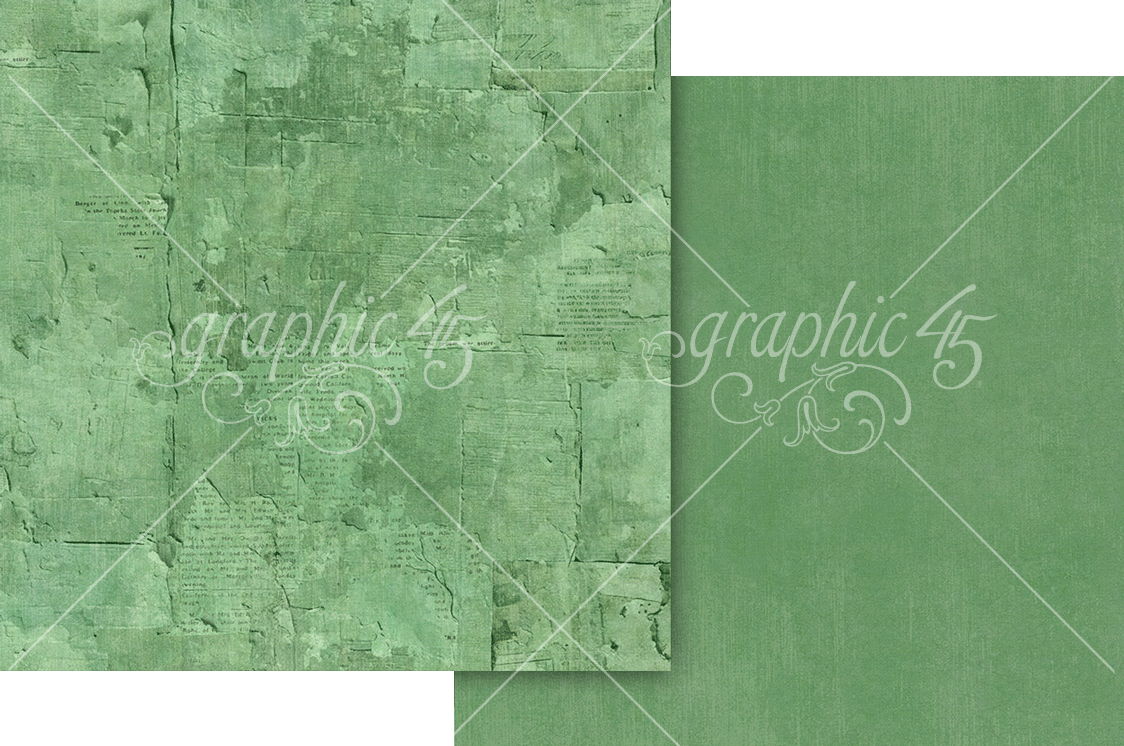 Graphic 45 Journaling Through Time: Leaf Green Patterns & Solids 12x12 DS Paper (1 Sheet)