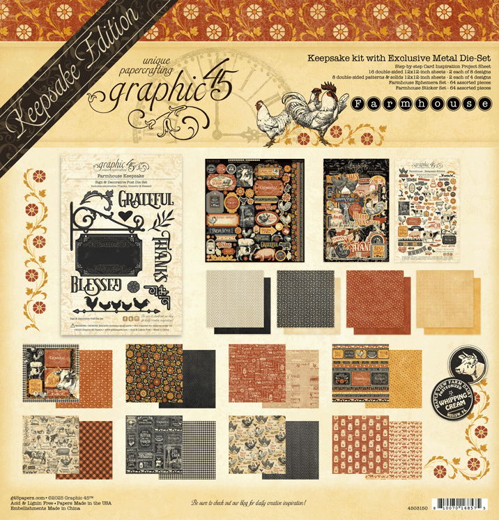Graphic 45 Farmhouse â€” Keepsake Kit with Exclusive Metal Die-Set