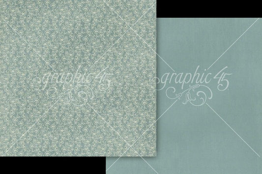 Graphic 45 Always & Forever: Regency Blue Patterns and Solids 12x12 Paper (1 sheet)
