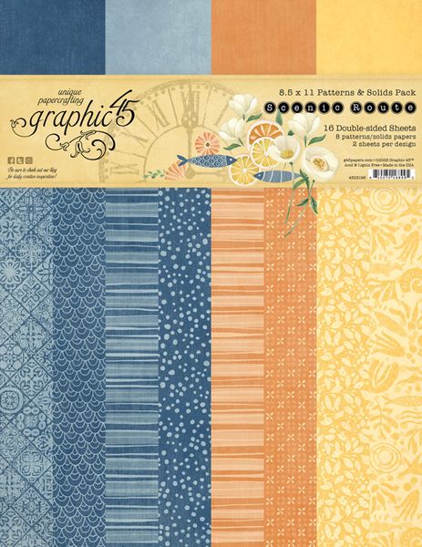 Graphic 45 Scenic Route 8.5 x 11 Patterns & Solids Pack