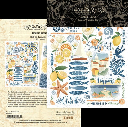 Graphic 45 Scenic Route Rub-on Transfers