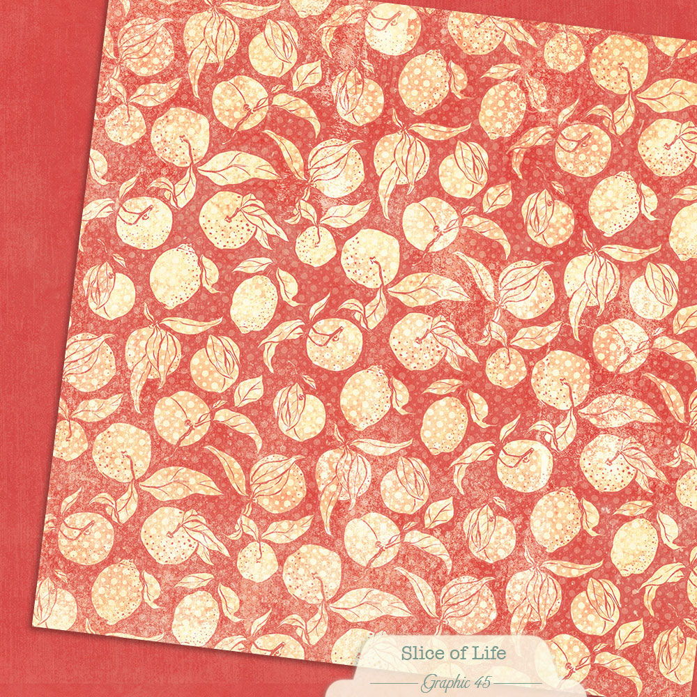 Graphic 45 Slice of Life: Pomegranate Red Patterns and Solids 12x12 DS Paper (1 Sheet)