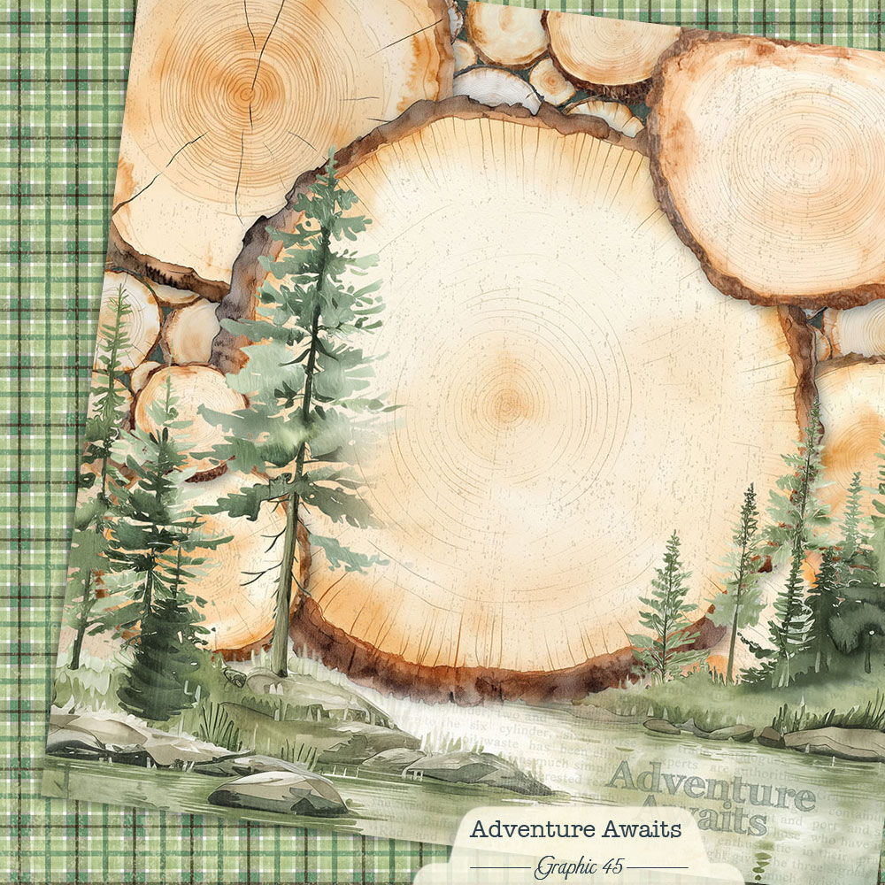 Graphic 45 Adventure Awaits: Woodland layout 12x12 DS Paper (1 Sheet)