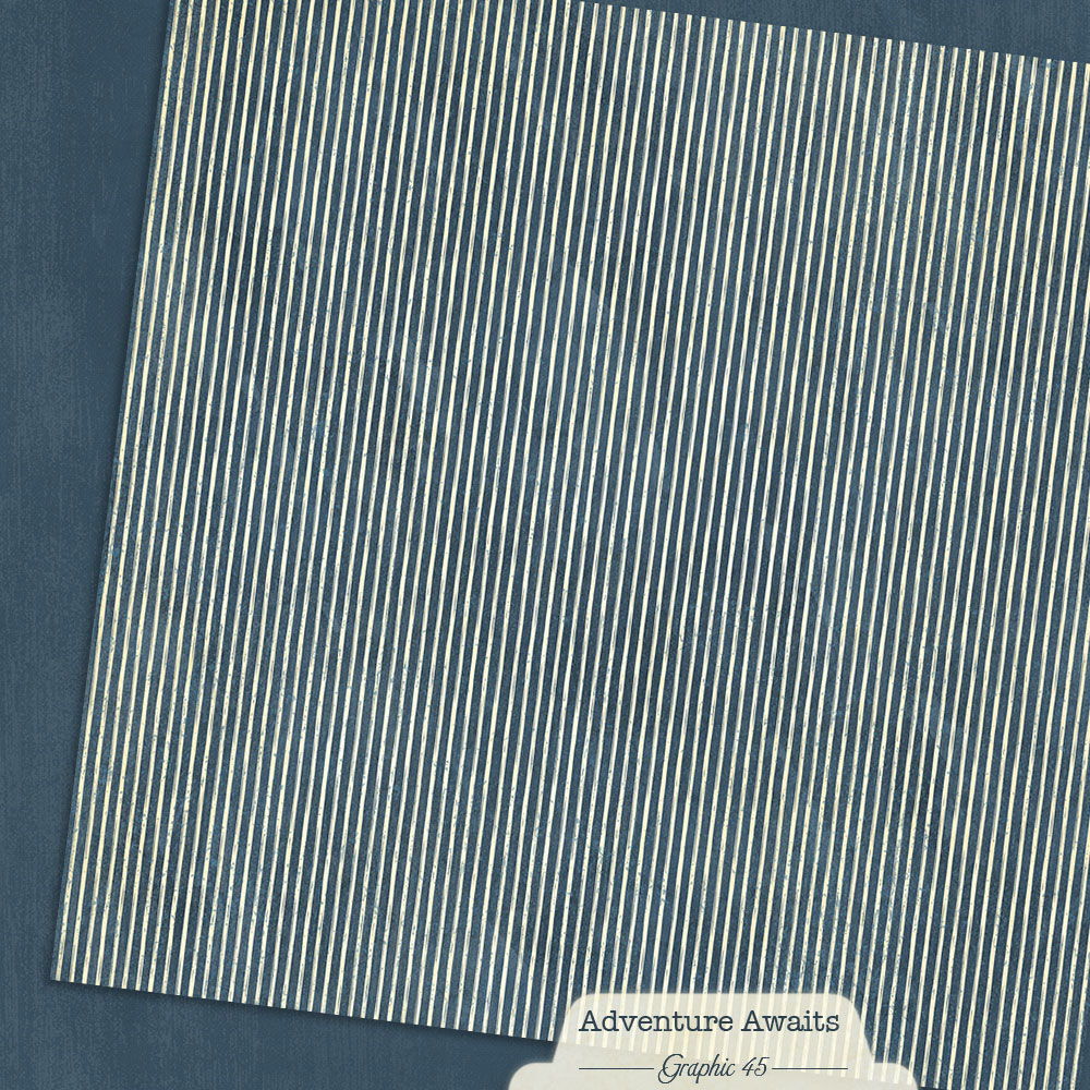 Graphic 45 Adventure Awaits: Marine Blue Patterns and Solids 12x12 DS Paper (1 Sheet)