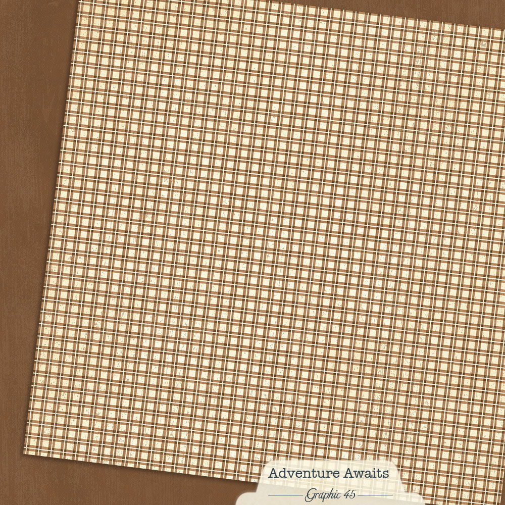 Graphic 45 Adventure Awaits: Woodland Brown Patterns and Solids 12x12 DS Paper (1 Sheet)