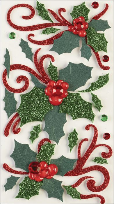 EK-Jolee's Boutique Dimensional Stickers-Flourishes and Holly
