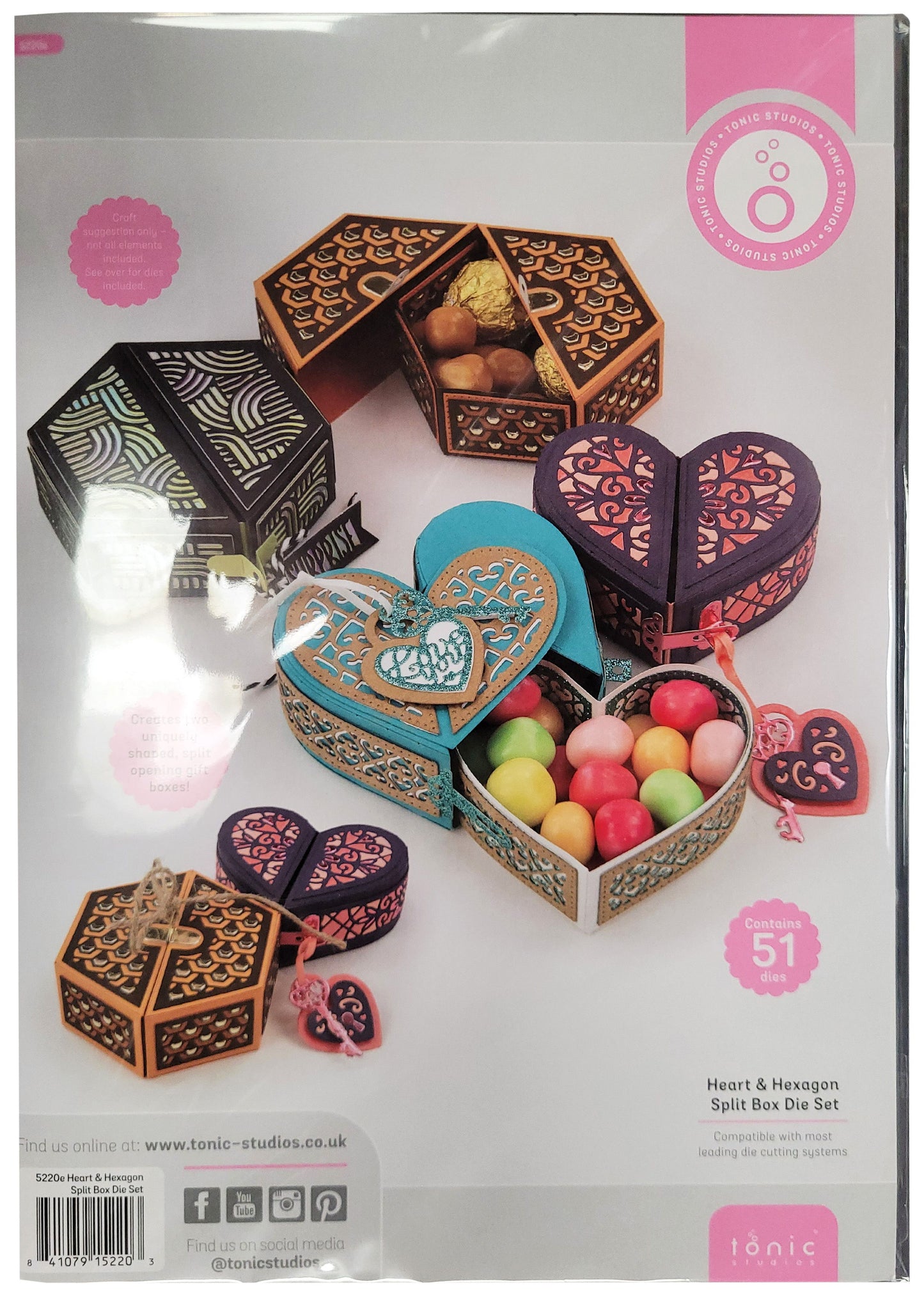Tonic Studios Heart & Hexagon Split Box Die Set