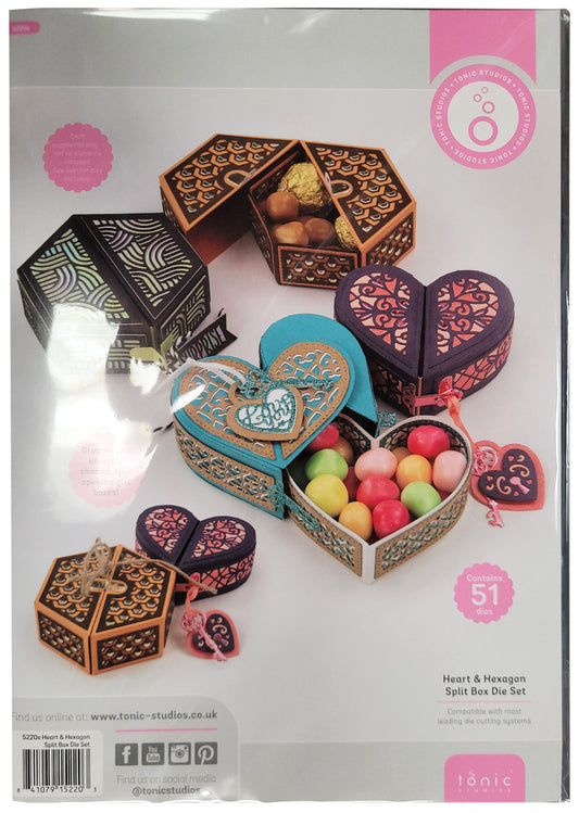 Tonic Studios Heart & Hexagon Split Box Die Set