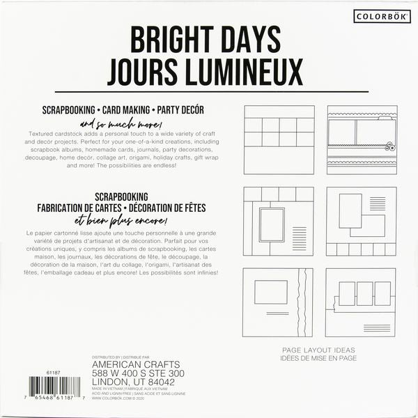 Colorbok Bright Days 12"X12" Textured Cardstock Pad, 30/pkg