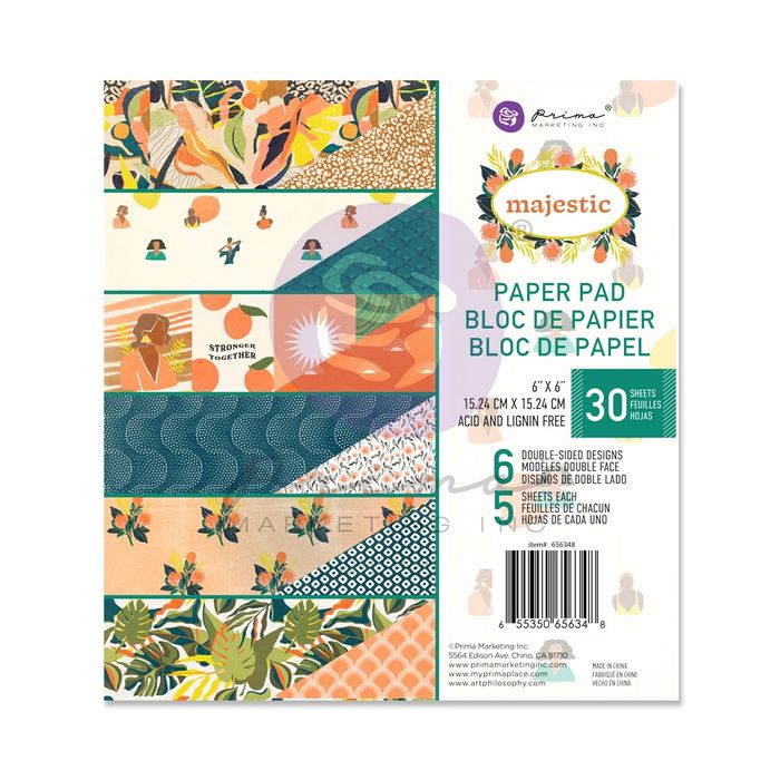 Prima Marketing Double-Sided Paper Pad 6"X6" 30/Pkg-Majestic, 6 Designs/5 Each