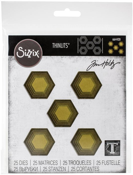 Sizzix Thinlits Dies By Tim Holtz-Stacked Tiles, Hexagons