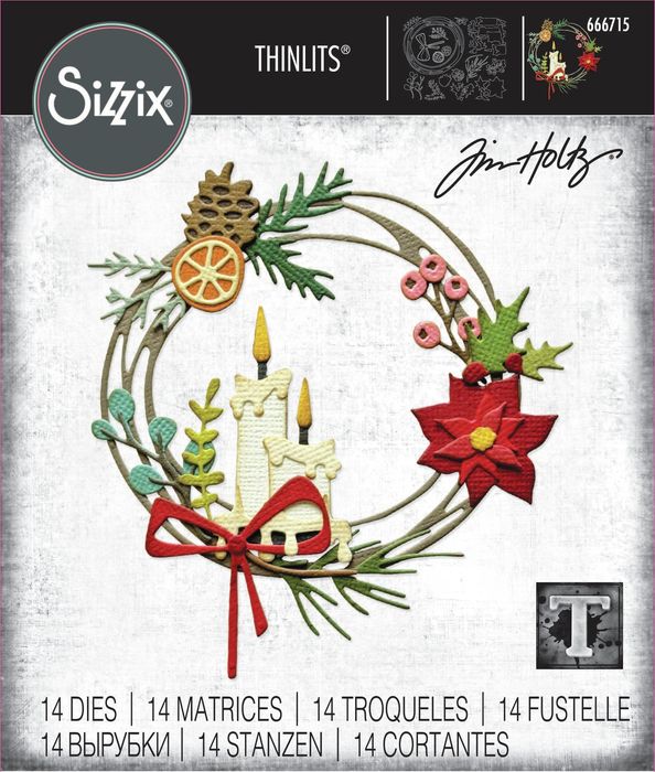 Sizzix Thinlits Die Set 14/Pkg By Tim Holtz-Vault Festive Wreath