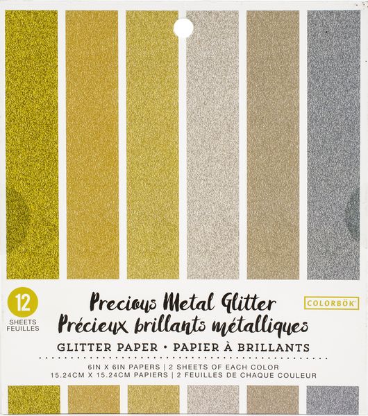 Colorbok Glitter Precious Metal 6"X6" Paper Pad, 12/pkg