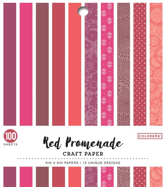 Colorbok Red Promenade 6"X6" Single-Sided Printed Cardstock, 100 sheets/pkg