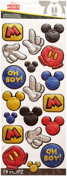EK Disney Embossed Faux Sequine Dimensional Stickers-Mickey