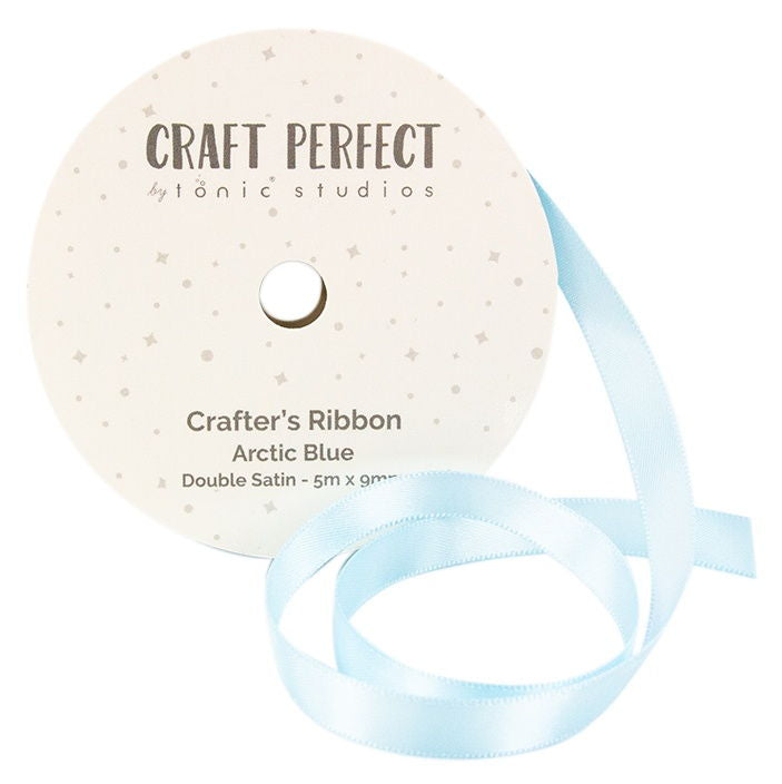 Craft Perfect Double Face Satin Ribbon 9mmX5m-Arctic Blue