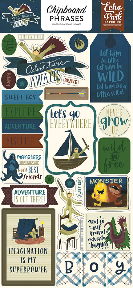 Echo Park Adventure Awaits 6x13 Chipboard Phrases