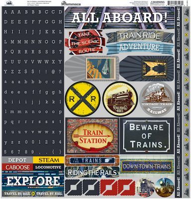 Reminisce All Aboard 12X12 Alpha Sticker