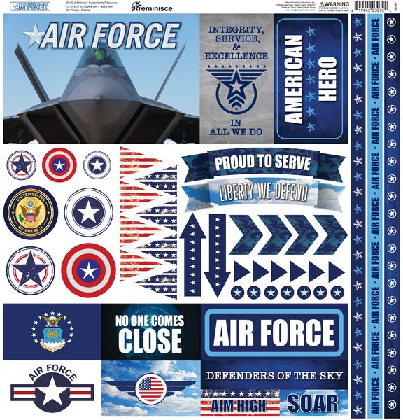 Reminisce Air Force 12x12 Elements Stickers