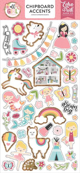 Echo Park Paper Company All Girl Chipboard Accents