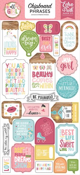 Echo Park Paper All Girl Chipboard Phrases