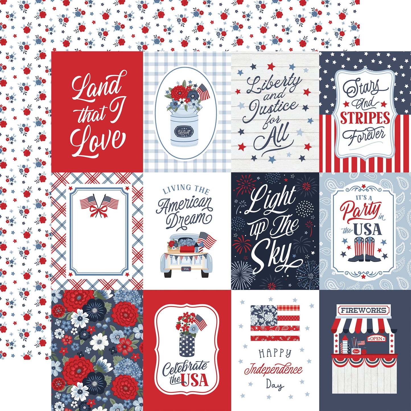 Echo Park All American: 3x4 Journaling Cards DS Paper (1 sheet)