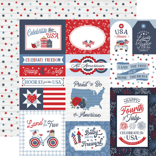 Echo Park All American: Multi Journaling Cards DS Paper (1 sheet)