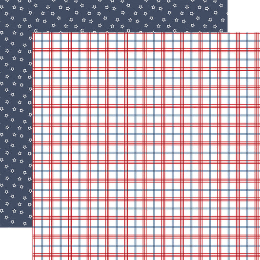 Echo Park All American: Patriotic Plaid DS Paper (1 sheet)