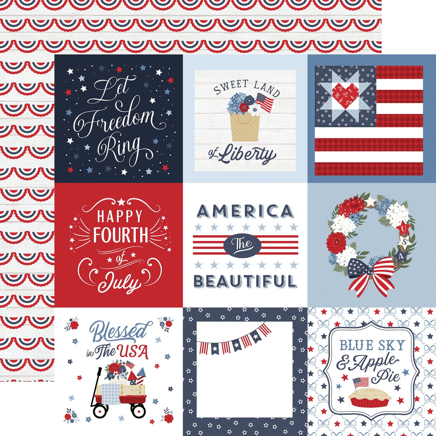 Echo Park All American: 4x4 Journaling Cards DS Paper (1 sheet)