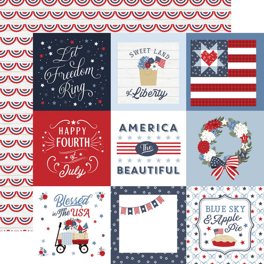 Echo Park All American: 4x4 Journaling Cards DS Paper (1 sheet)