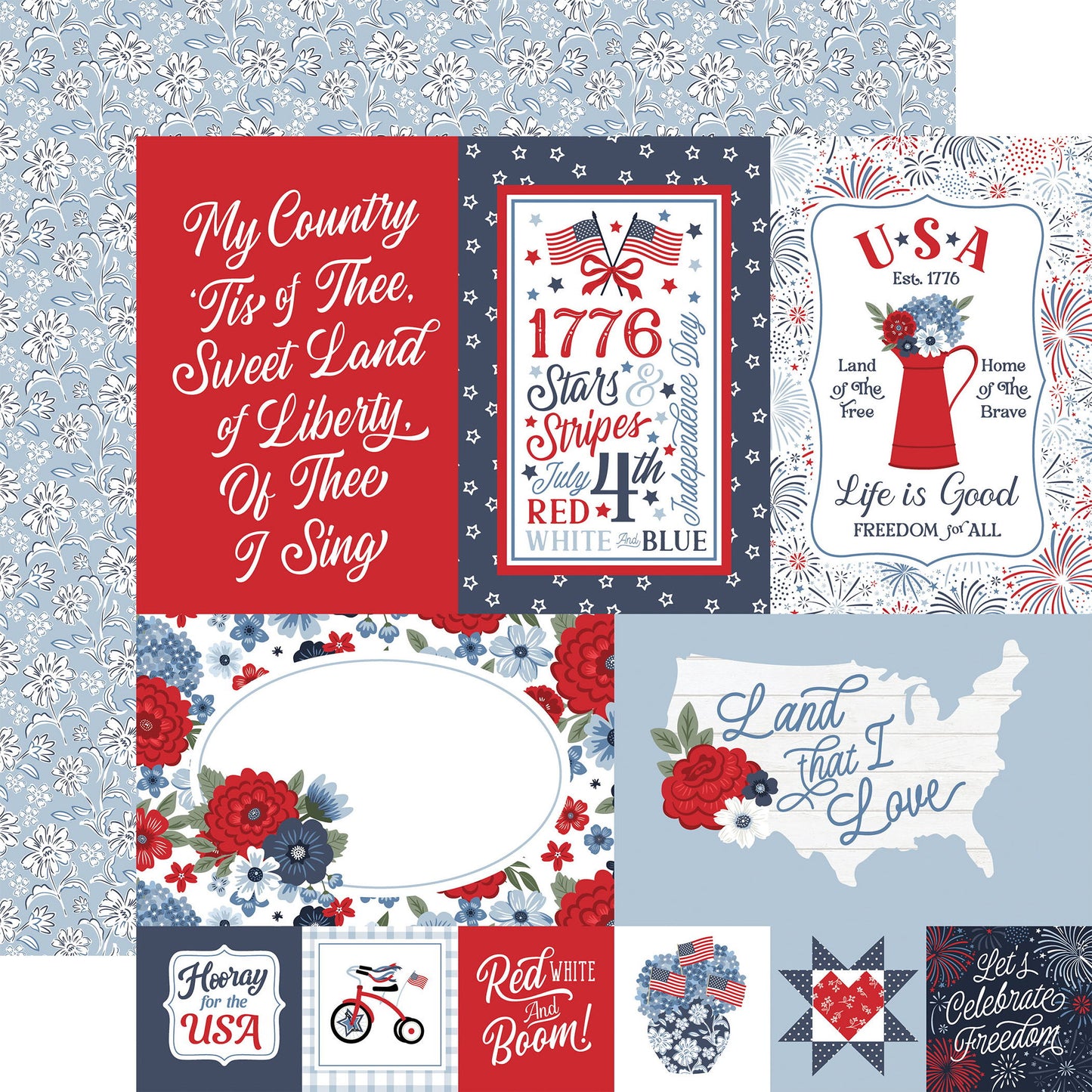 Echo Park All American: USA Journaling Cards DS Paper (1 sheet)