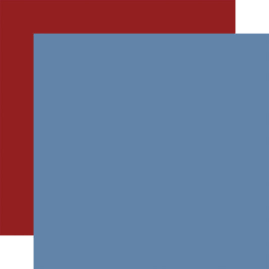 Echo Park All American: Blue / Dk. Red 12x12 Coordinating Solid DS Paper (1 sheet)