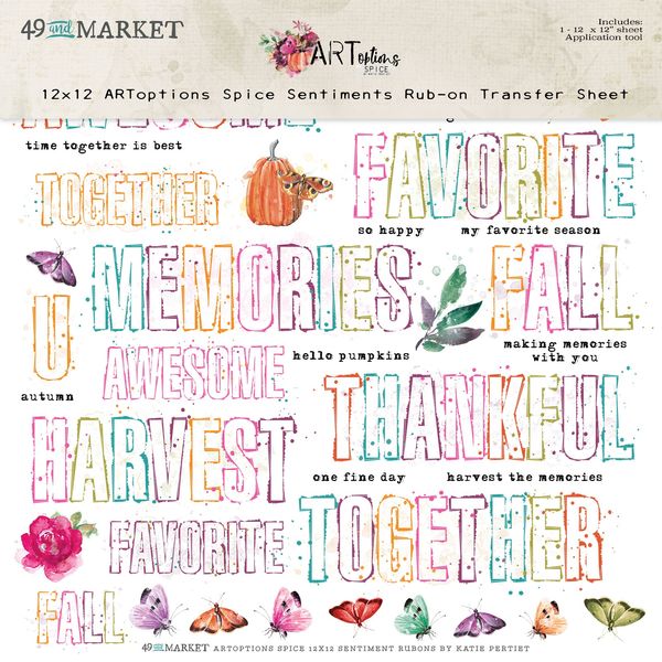 ARToptions Spice Sentiments 12"X12" Rub-Ons, 1 sheet/pkg.