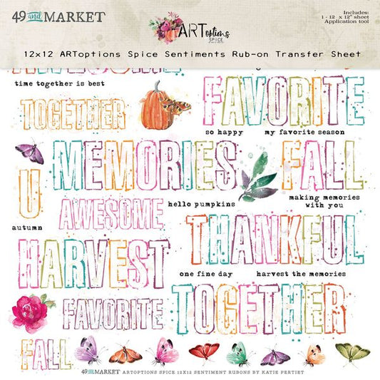 ARToptions Spice Sentiments 12"X12" Rub-Ons, 1 sheet/pkg.