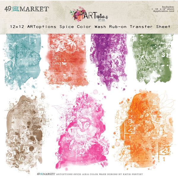 49 and Market ARToptions Spice Color Wash 12"X12" Rub-Ons, 1 sheet/pkg.