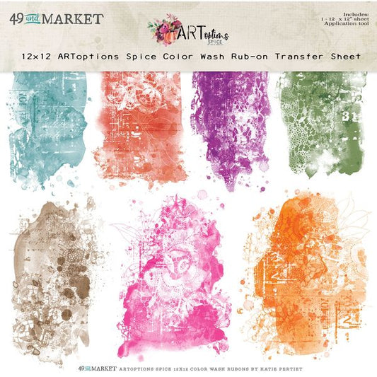 49 and Market ARToptions Spice Color Wash 12"X12" Rub-Ons, 1 sheet/pkg.