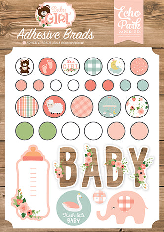 Baby Girl Adhesive Brads