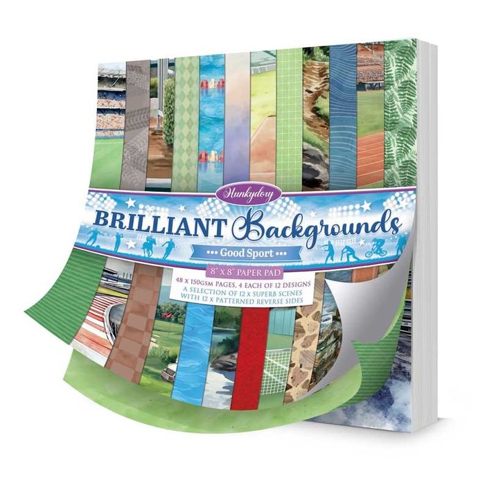 Hunkydory Crafts Brilliant Backgrounds - Good Sport 8" x 8" Paper Pad