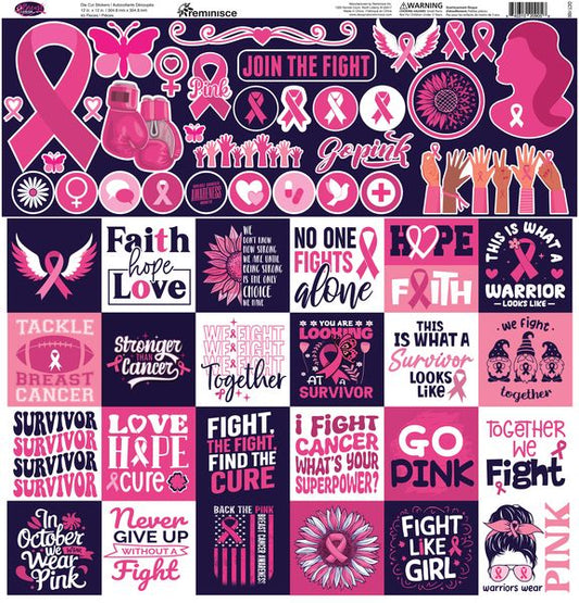 Reminisce Breast Cancer Awareness12x12 Sticker